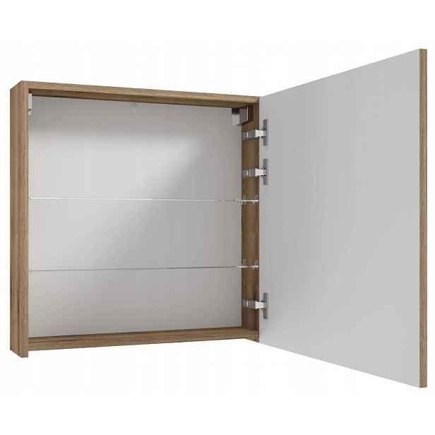 Koupelnová skříňka se zrcadlem závěsná 60x60 cm dub evoke zrcadlová, moderní