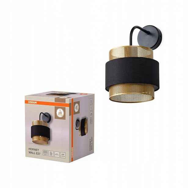 Nástěnná lampa Svítidlo E27 Dekorativní Černá Zlatá Dekorace Osram