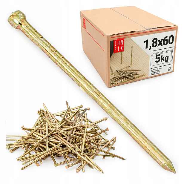 Truhlářské hřebíky 60 mm boazerové nábytkové 1,8x60 žluté 5 kg 5600ks