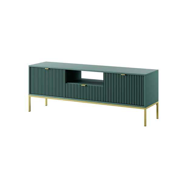 MASSENO TV STOLEK STELLARE, 154x39x56 cm s 1 zásuvkou a 2 dvířky, světle zelený