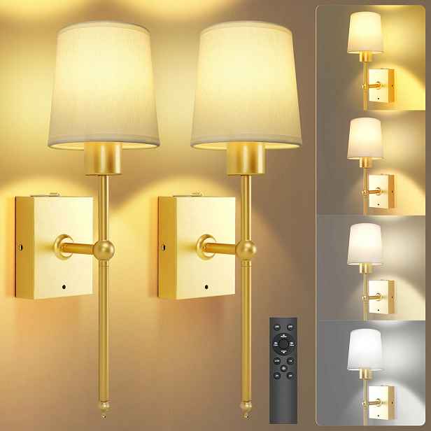Nástěnná lampa Toowell Led zlatá s dálkovým ovládáním, bezdrátová