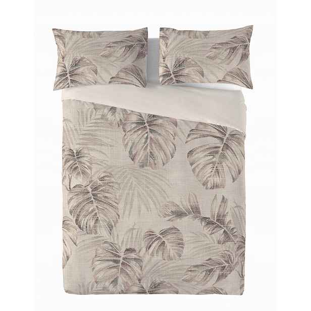 Povlečení Lněná Linen Tisk 160x200 Listy Monstera 01