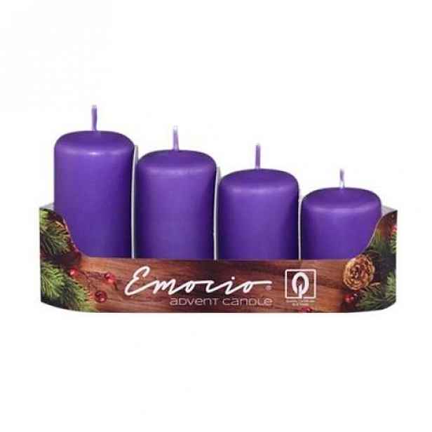 Adventní svíčka adventní stupně lak fialová 4ks