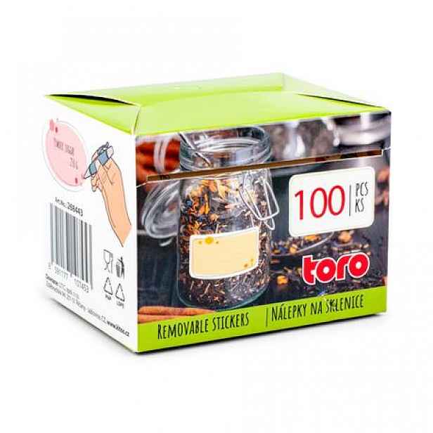 TORO Univerzální nálepky na sklenice 100ks MIX tvarů