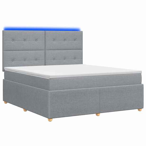 vidaXL LED rošt s matrací s LED pásky Světle šedá 140 x 190 cm Textil