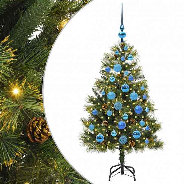 vidaXL Umělý sklopný vánoční stromeček s kužely Zelená 120 cm