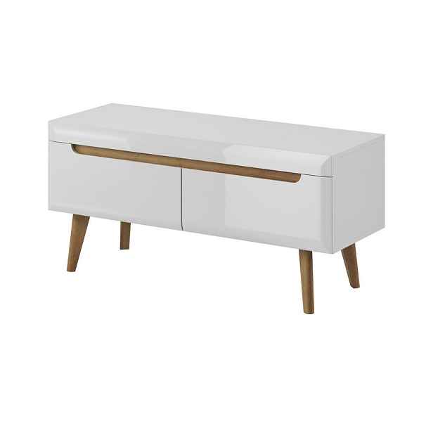 MASSENO TV STOLEK NORDICO, 107x40x50 cm s 2 zásuvkami, bílý
