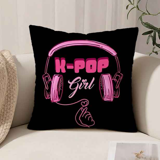 TEMU 1ks K-POP Dívčí Styl Povlak na Polštář, Oboustranně Potištěný, 17,72in*17,72in Bez Vložky, Vhodný pro Obývací Pohovku, Ložnici, Domácí Dekoraci,