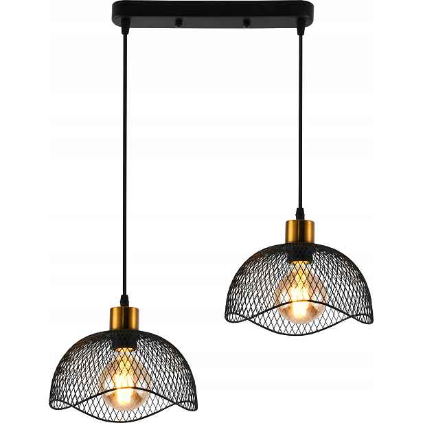 Závěsná Lampa Loft E27 Černá Mosaz 2-BODOVÁ Vargo DL1404
