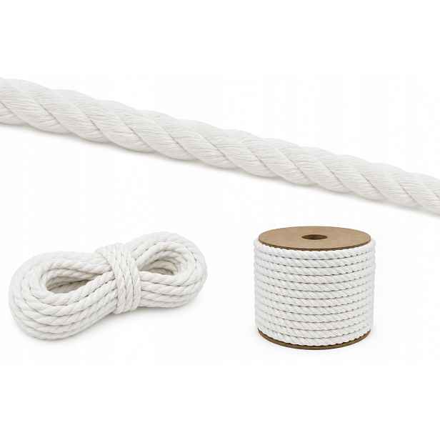 Bavlněné lano 10 mm x 20 m. Kudrnaté, Trvanlivé pro dům, zahradu, ozdoby, Diy!