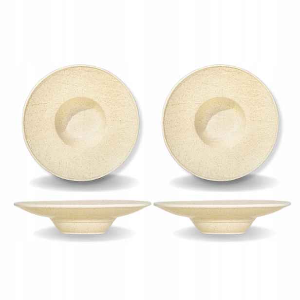 Hluboký talíř na pastu Wilmax 27 cm, béžová porcelánová barva s imitací kamene