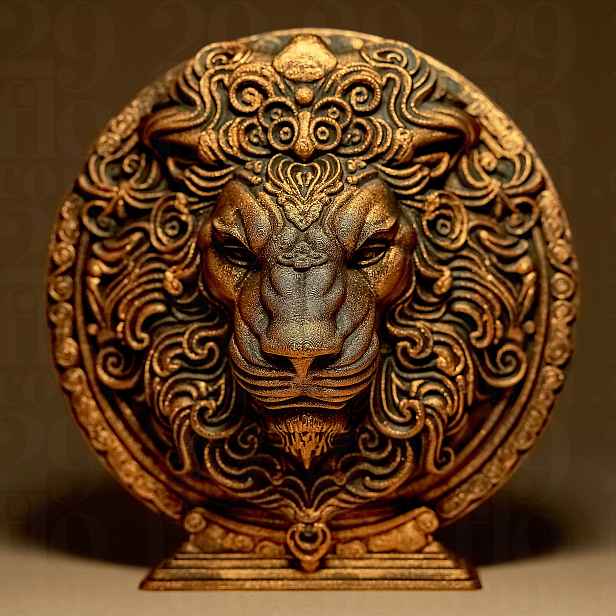 Lev Zodiac Horoskop Socha Dekorativní figurka 25 cm ručně malovaná