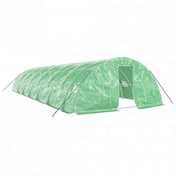 vidaXL Skleník s ocelovým rámem zelený 70 m² 14 x 5 x 2,3 m