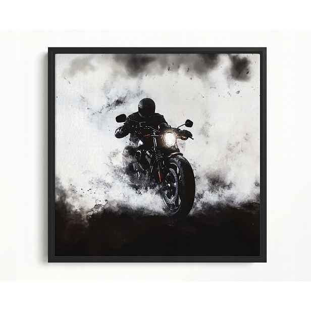 Obraz Rám American Box Motocykl Sportovní Kouř Motor Černobílý 60x60
