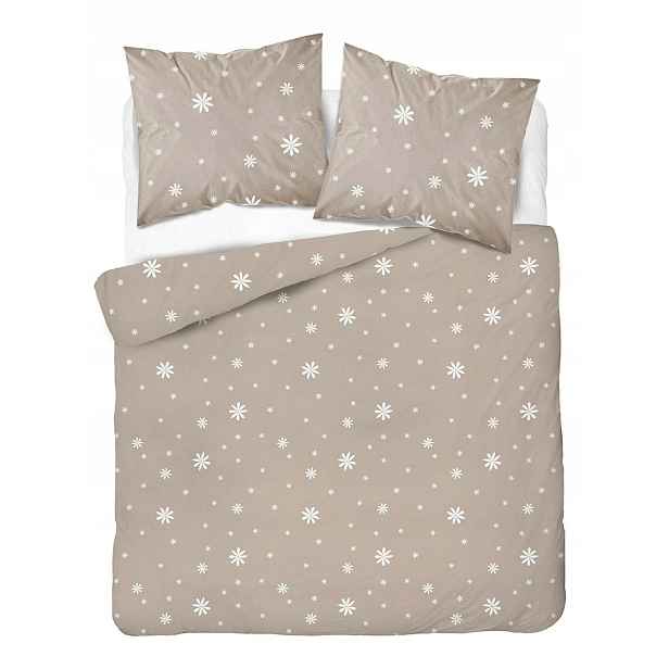 Povlečení saténové 160x200 béžové s bílými květy Home Satin