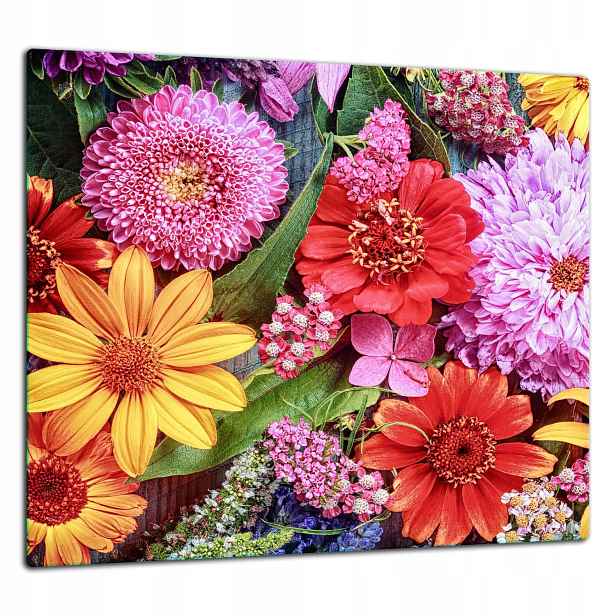 Skleněná Ochranná Deska Panel Lepidlo 65x60 Květiny