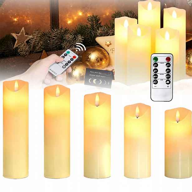 Led Svíčky Na Dálkové Ovládání 5 Ks Sada Efekt Plamene Jako Voskové