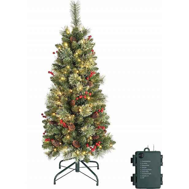 Vánoční stromek Umělý Led osvětlený Štíhlý Hustý 120 cm Zelený
