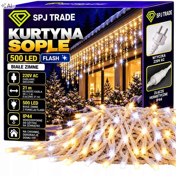 Lampičky Rampouchy 500 Led Světelný Závěs Vánoční Teplá Bílá Délka 20 M