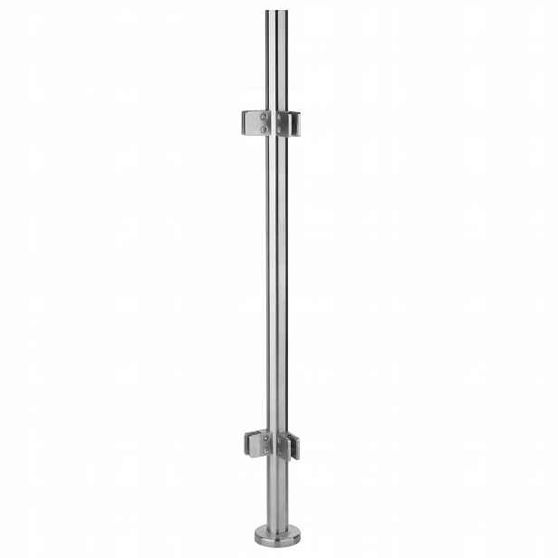 Rohový sloupek 100 cm pro skleněné zábradlí, nerezový, Satén, 4 úchyty