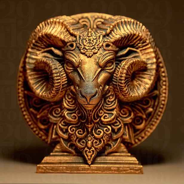 Beran Zodiac Horoskop Socha Dekorativní figurka 15 cm, ručně malovaná