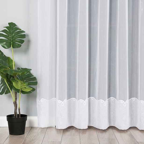 Mg záclona 105 Voál Bílá výšivka dole 250x250 cm Hotová S Páskou M