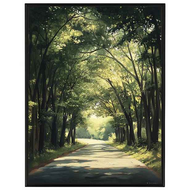 Plakát Rámeček Hliníkový Krajina Příroda Stromy Alej Cesta Slunce Léto 60x80