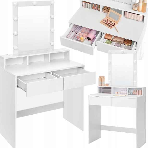 Toaletní Stolek s Led osvětlením Skříňka Komoda Make-up stůl