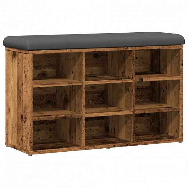 vidaXL Lavice s botníkem starého dřeva 82x32x50 cm Engineered Wood