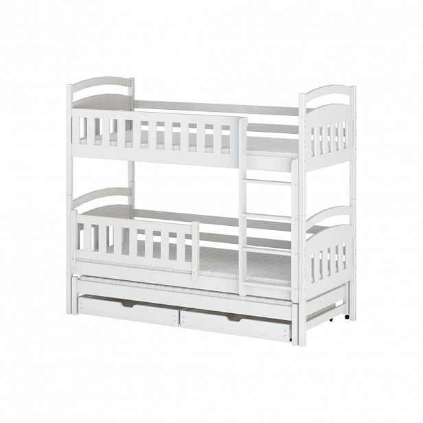 Kids Collective PATROVÁ postel 90x200 cm s výsuvnou postelí a dvěma zásuvkami v bílé barvě