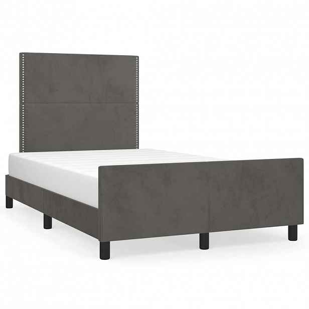 vidaXL Rám postele bez matrace tmavě šedá 120 x 200 cm samet