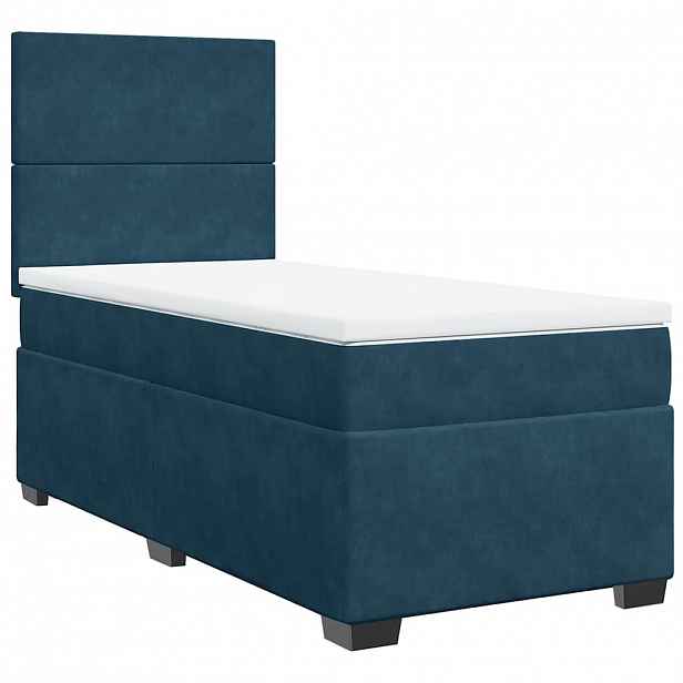 vidaXL Box spring postel s matrací modrá 90 x 200 cm samet