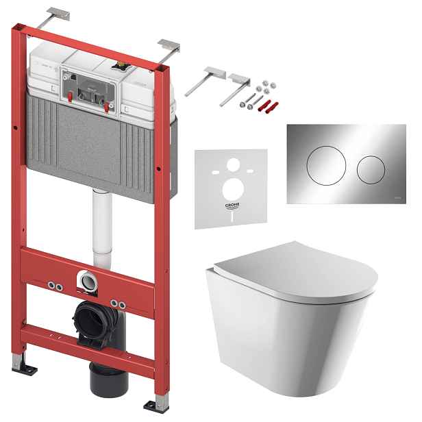 Wc sada Tece Base s Wc mísou Omnires Rimless a tlačítkem chrom lesk