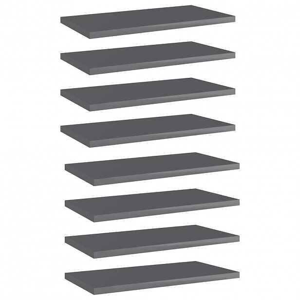 vidaXL Přídavné police 8 ks šedé vysoký lesk 40x20x1,5 cm dřevotříska