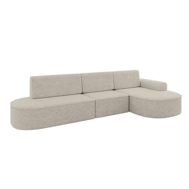 ALTDECOR ROHOVÁ SEDAČKA s funkcí spaní a otomanem, pravá MARI-L2-S 368x167x85 Béžová Žinylka