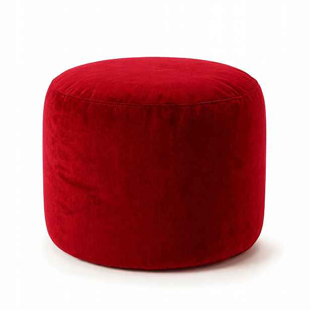 Červená Podnožka Velvet 35x25 cm Kulatá Malá Taburet Dekorativní Do Obývacího Pokoje