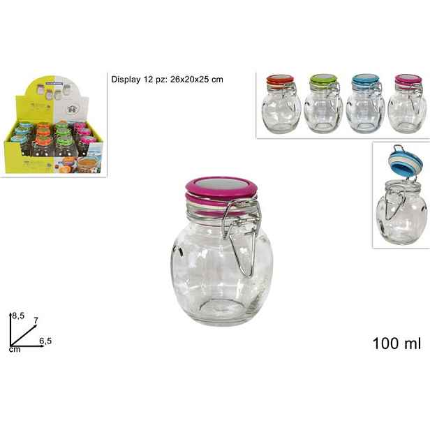 PROHOME - Dóza sklo 100ml klip různé barvy