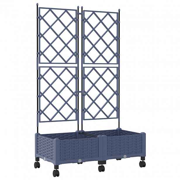 vidaXL Zahradní truhlík s treláží a koly 2 ks Šedá 80 x 40 x 131,5 cm