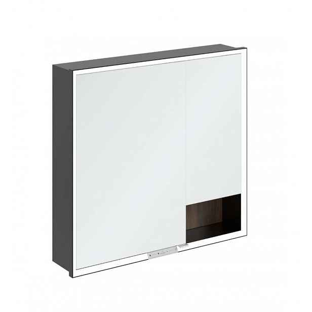Villeroy & Boch My View+ - Zrcadlová skříňka s LED osvětlením 80x75x17 cm, 2 dvířka, Arizona Oak/matná černá B48280VH