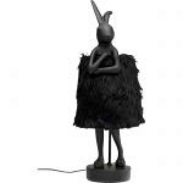 noční stolní lampa králík Animal Rabbit černá kožešinová 68 cm 56673