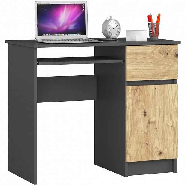 RAUMHIRSCH FURNITURE PSACÍ STŮL grafitově šedý, dub Artisan 77/90/50