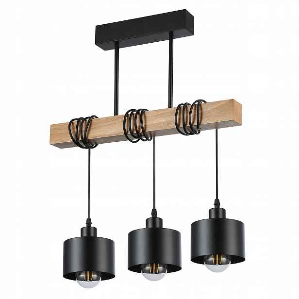 Závěsné stropní svítidlo Led lustr 3x E27 svítidlo Loft Dřevo dřevěný dub