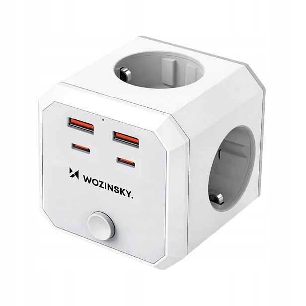 Napájecí Kostka Wozinsky WKZ-4B 4X Ac 2X Usb-a 2X Usb-c Pd 20 W 4000 W