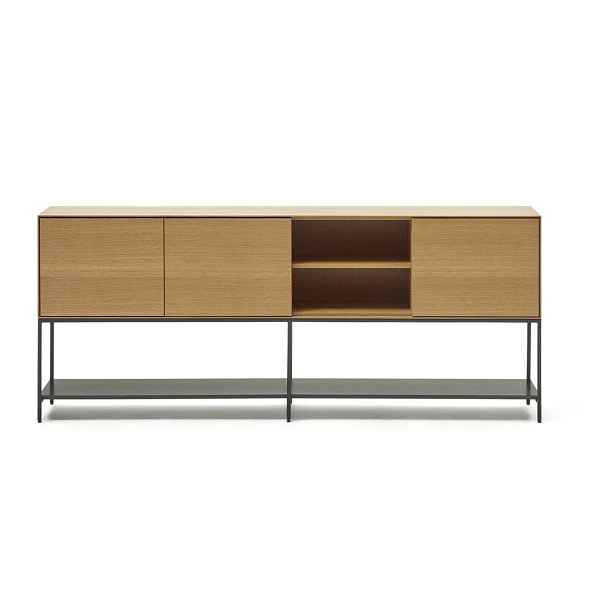 Nízká komoda v dekoru dubu v přírodní barvě 195x80 cm Vedrana – Kave Home