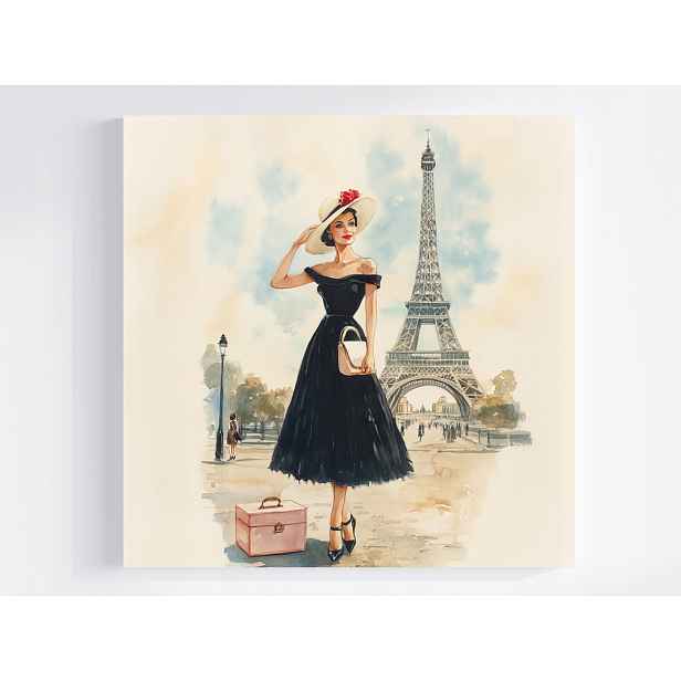 Obraz Na Plátně Canvas Retro Portrét Žena Paříž Eiffelova Věž 50x50