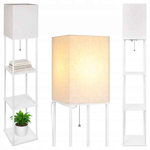 Stojací Led lampa bílá 2v1 Police Regál 160 cm pro čtení E27