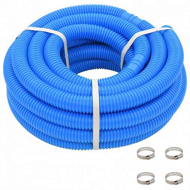 vidaXL Bazénová hadice se svorkami modrá 38 mm 12 m