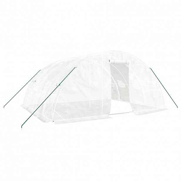 vidaXL Skleník s ocelovým rámem bílý 20 m² 5x4x2,3 m
