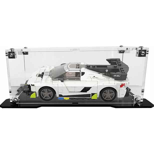 Vitrína s černým podstavcem pro stavebnici Lego 76900 Koenigsegg Jesko