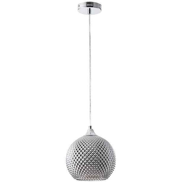 Závěsná lampa stříbrná chromovaná skleněná metalizovaná stínidlo zdobená Polux
